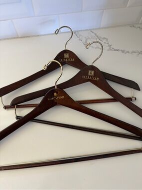 NORDSTROM Dark Wood Suit Pant Shirt Hangers - Set of 3 Wood Brass Women’s Men’s